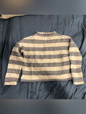 Anthropologie eri & ali Size Small Women's Striped Sweater Cream Navy Luxury